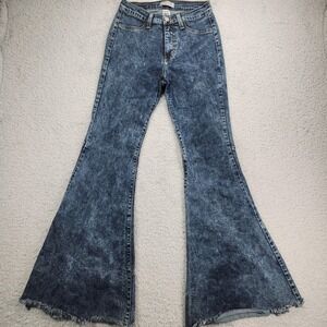 Judy Blue Jeans Womens 5/27 High Rise Flare Raw Hem Stretch Denim Made USA